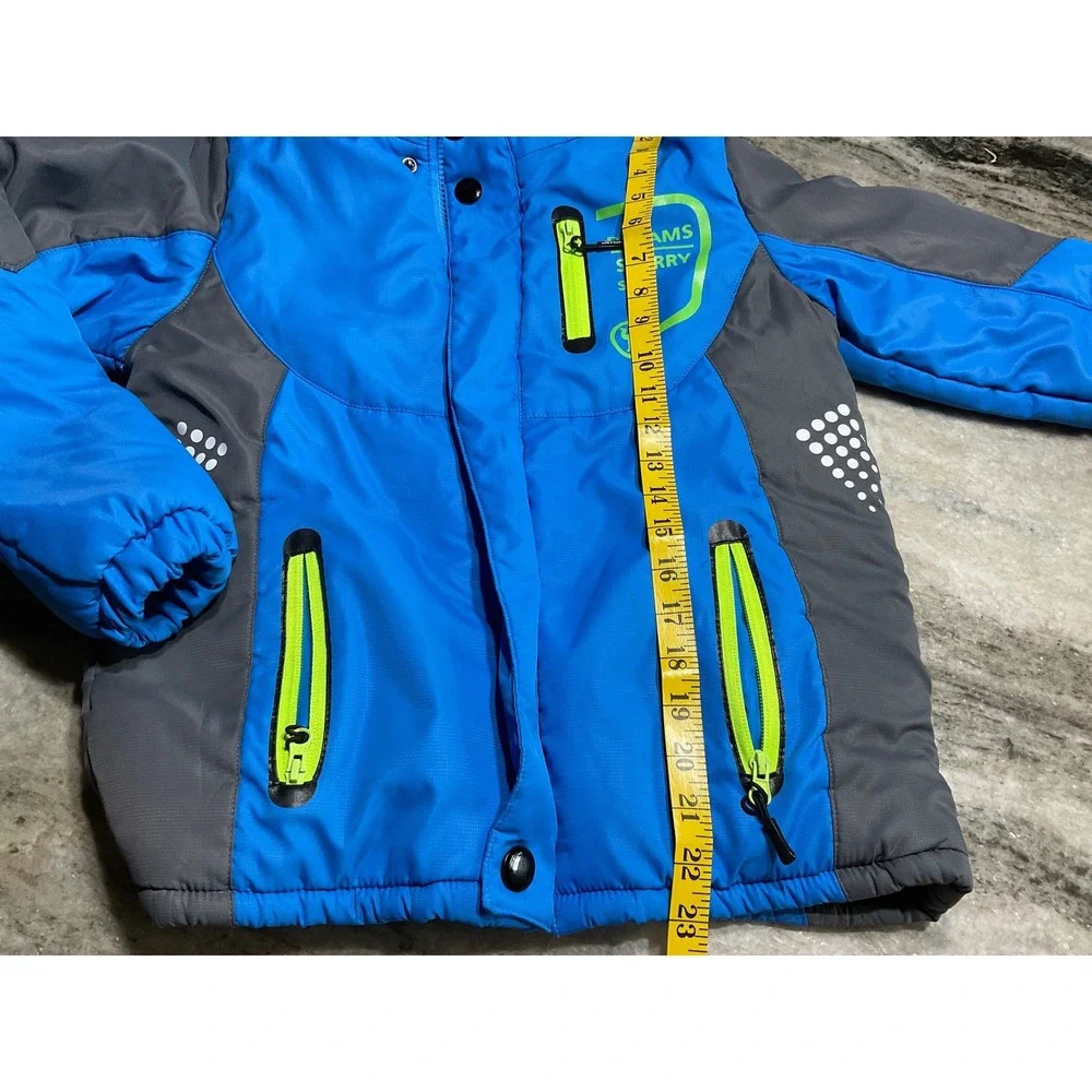 Camel Puffer Jacket Insulated Hooded Blue Grey Kids Size 160‎ Winter Coat